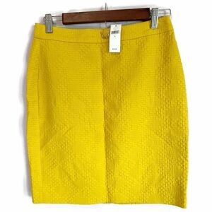 NWT Banana Republic Mustard Yellow Jacquard Lined Pencil Skirt Size 4